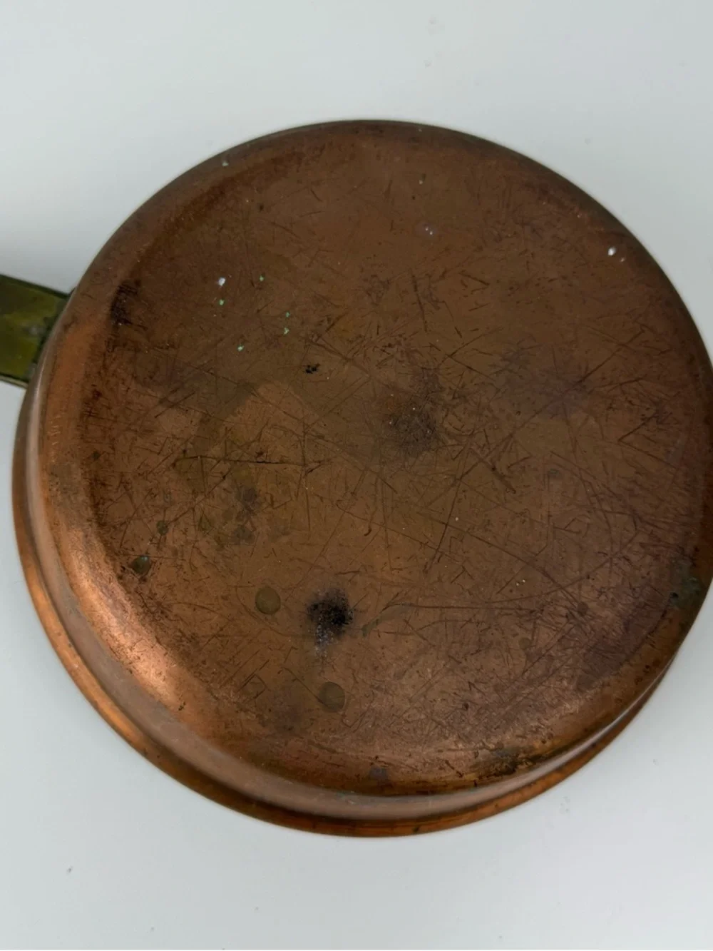 Vintage Copper Saucepan Lid Flat Brass Handle